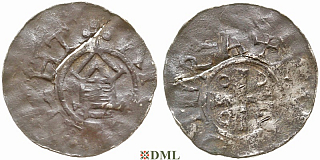 Денарий, Германия, Саксония, Нижняя Саксония , Otto III (983-1002), м.д. Goslar, type OAP
