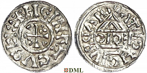 Денарий, Германия, Бавария, Heinrich II (1002-1024), м.д. Nabburg, монетарий ECIC, Hahn 1976, 74b1