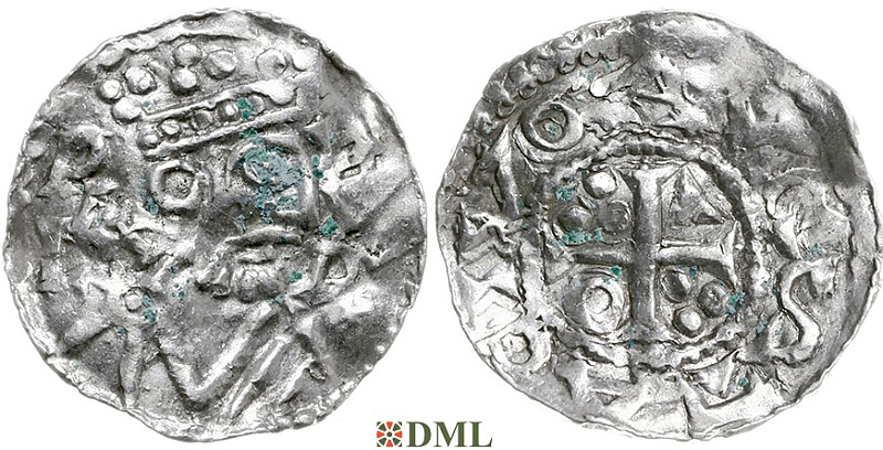 Денарий, Германия, Швабия, Heinrich II (1002-1024), м.д. Augsburg, Hahn 1976, 145.11