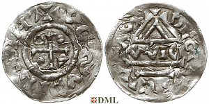 Денарий, Германия, Бавария, Heinrich IV (995-1002), м.д. Regensburg, монетарий WIC, Hahn 1976, 25e1.1
