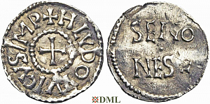 Денарий Каролинги Louis le Pieux (814-840)