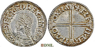 Денарий, Англия, Æthelred II (978-1016), м.д. Oxford, монетарий Ælfmær, North 774