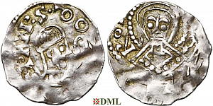 Денарий, Германия, Нижняя Лотарингия, Anonymous bishop, м.д. Huy, Ilisch 2014, 33.27