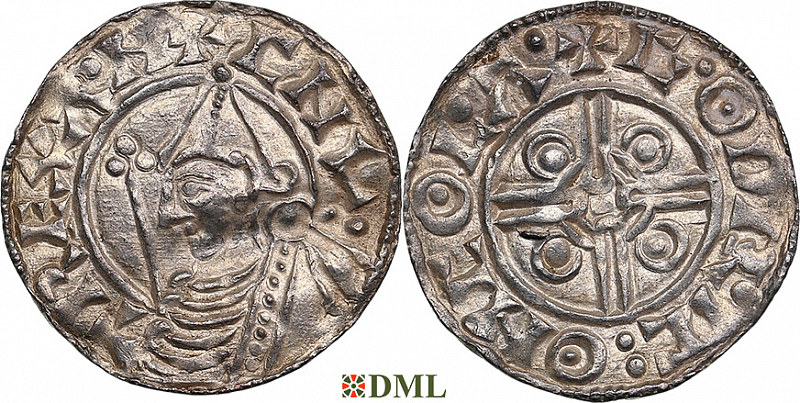 Денарий, Англия, Cnut  (1016-1035), м.д. Colchester, монетарий Godric, North 787