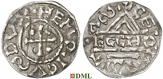 Денарий, Германия, Бавария, Heinrich I (948-955), м.д. Regensburg, монетарий •ECCHO, Hahn 1976, 10c1