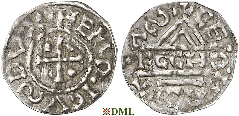 Денарий, Германия, Бавария, Heinrich I (948-955), м.д. Regensburg, монетарий •ECCHO, Hahn 1976, 10c1