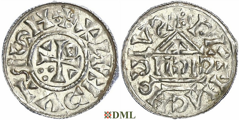 Денарий, Германия, Бавария, Heinrich II (1002-1024), м.д. Regensburg, монетарий CICII, Hahn 1976, 27b1