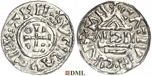 Денарий, Германия, Бавария, Heinrich II (1002-1024), м.д. Nabburg, монетарий IICIV, Hahn 1976, 74a1