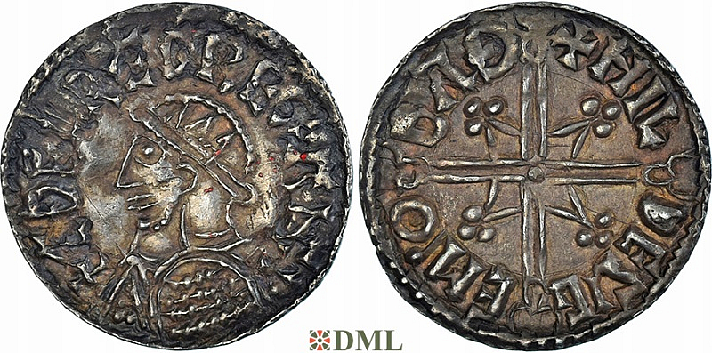 Денарий, Англия, Æthelred II (978-1016), м.д. Bath, монетарий , North 775