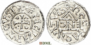 Денарий, Германия, Бавария, Heinrich II (1002-1024), м.д. Regensburg, монетарий ENCI, Hahn 1976, 27d2