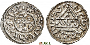 Денарий, Германия, Бавария, Heinrich IV (995-1002), м.д. Nabburg, монетарий ΛMIC, Hahn 1976, 73c?