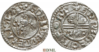 Денарий, Англия, Æthelred II (978-1016), м.д. Hertford, монетарий Eadwig, North 770