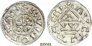 Денарий, Германия, Швабия, Bruno (1006-1029), м.д. Augsburg, монетарий WI, Hahn 1976, 142a2