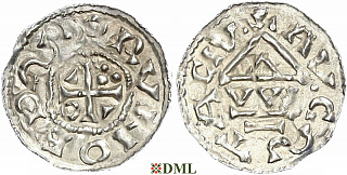 Денарий, Германия, Швабия, Bruno (1006-1029), м.д. Augsburg, монетарий WI, Hahn 1976, 142a2