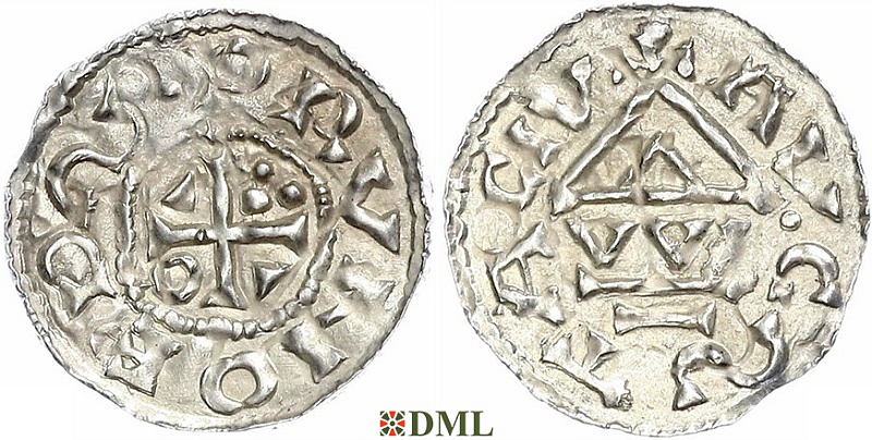 Денарий, Германия, Швабия, Bruno (1006-1029), м.д. Augsburg, монетарий WI, Hahn 1976, 142a2