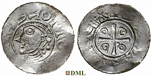 Денарий, Германия, Саксония, Otto III (983-1002), м.д. Goslar, type OAP, Dbg. 1164