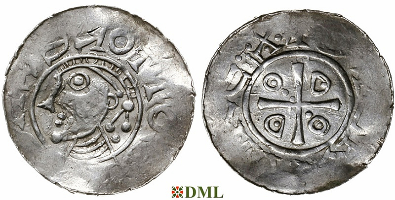 Денарий, Германия, Саксония, Otto III (983-1002), м.д. Goslar, type OAP, Dbg. 1164