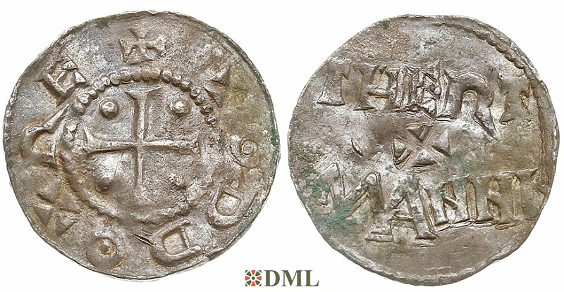 Денарий, Германия, Саксония, Otto III (983-1002), м.д. Dortmund, Dbg. 743