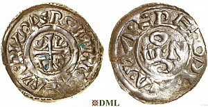 Денарий, Германия, Бавария, Dietmar II (1025-1041) и Adalbero (1012–1035), м.д. Salzburg, мон. CEZO, Hahn 1976, 105b1