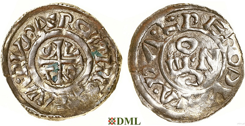 Денарий, Германия, Бавария, Dietmar II (1025-1041) и Adalbero (1012–1035), м.д. Salzburg, мон. CEZO, Hahn 1976, 105b1