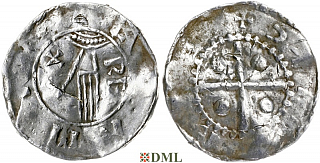 Денарий, Германия, Нижняя Лотарингия, Heinrich II (1002-1024), м.д. Deventer, Ilisch 2000, 1.8
