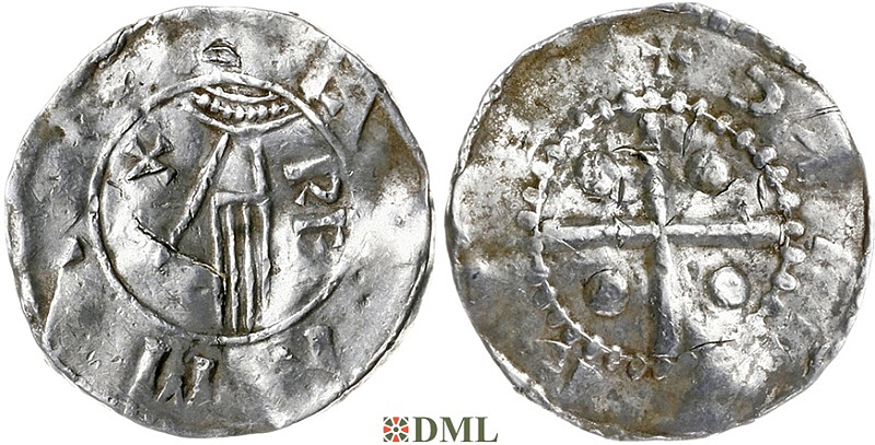 Денарий, Германия, Нижняя Лотарингия, Heinrich II (1002-1024), м.д. Deventer, Ilisch 2000, 1.8