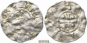 Денарий, Германия, Нижняя Лотарингия, Heinrich II (1002-1024), м.д. Tiel, Ilisch 2000, 3.3