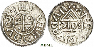 Денарий, Германия, Бавария, Heinrich II (1002-1024), м.д. Nabburg, монетарий ECIC, Hahn 1976, 74b1