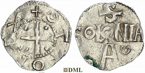 Денарий, Германия, Нижняя Лотарингия, Otto III (983-1002), м.д. Koln, Dbg. 331