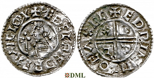 Денарий, Англия, Æthelred II (978-1016), м.д. Exeter, монетарий Eadwine, North 770