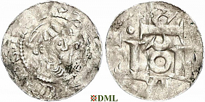 Денарий, Германия, Саксония, Anonymous bishop, м.д. Corvey, Dbg. 1748/1834