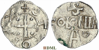 Денарий, Германия, Нижняя Лотарингия, Otto III (983-1002), м.д. Koln, Dbg. 331