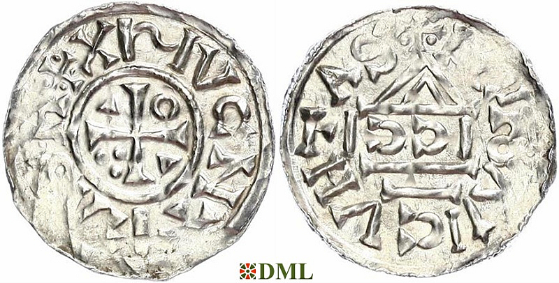 Денарий, Германия, Бавария, Heinrich II (1002-1024), м.д. Regensburg, монетарий SICCI, Hahn 1976, 27h1
