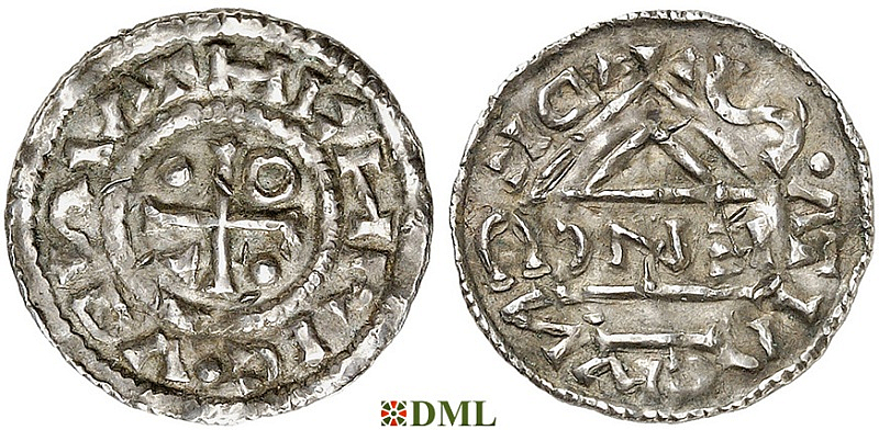 Денарий, Германия, Бавария, Heinrich IV (995-1002), м.д. Regensburg, монетарий ENC, Hahn 1976, 25c4