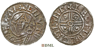 Денарий, Англия, Cnut (1016-1035), м.д. Lincoln, монетарий Leofinc, North 787